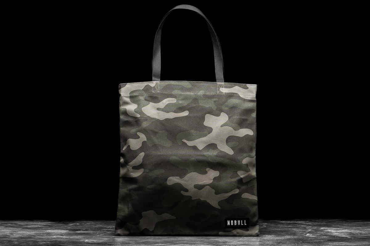 Nobull Waxed Canvas Tote Women's Bags Green Camo | Australia (TH4839)